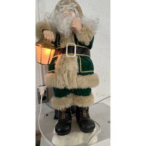 Telco 24” 1996 Motion-ettes Santa Claus Green Suit Lantern Animated Illuminated